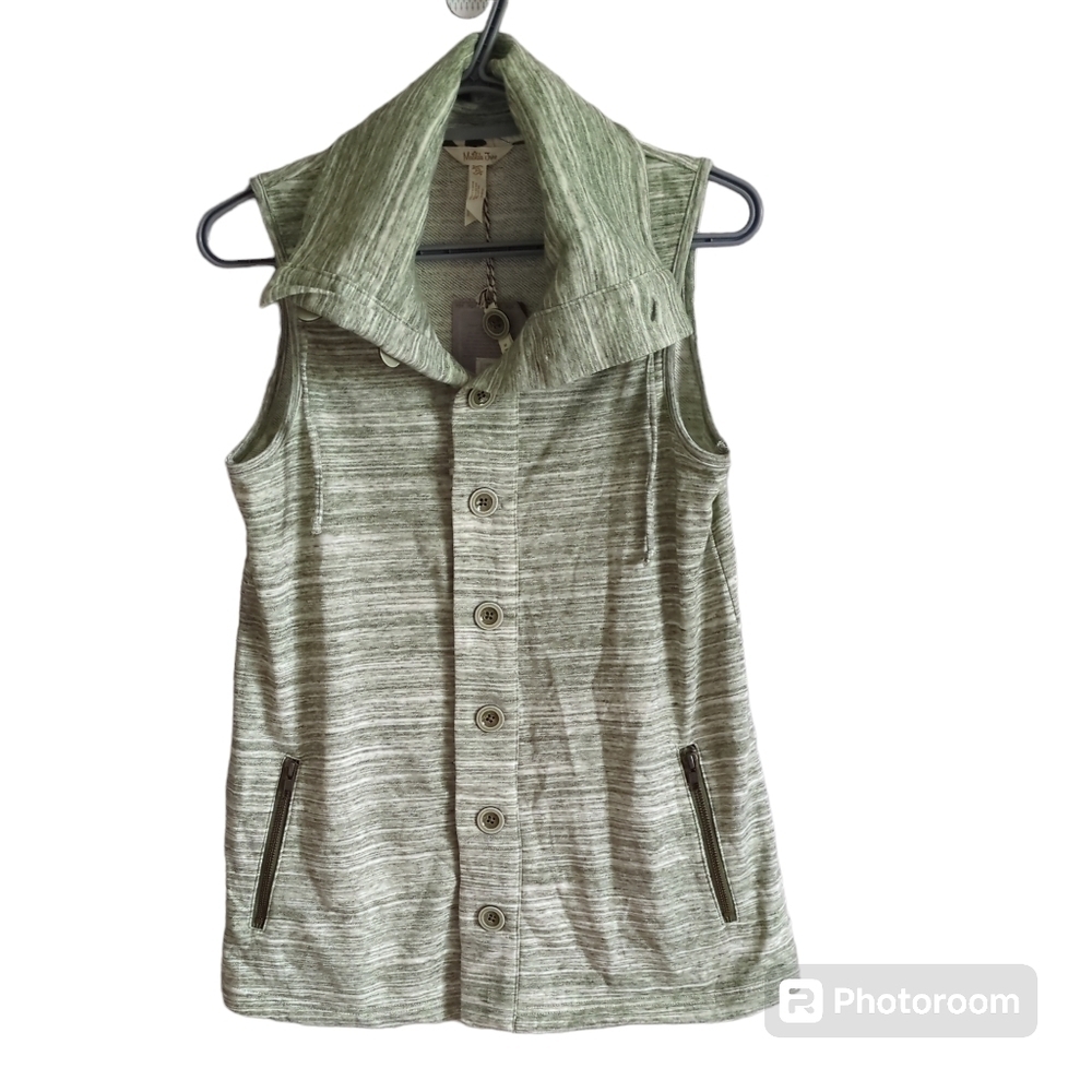 NWT Matilda Jane Out‎ the Door Green Heathered Button Up Vest Size XS